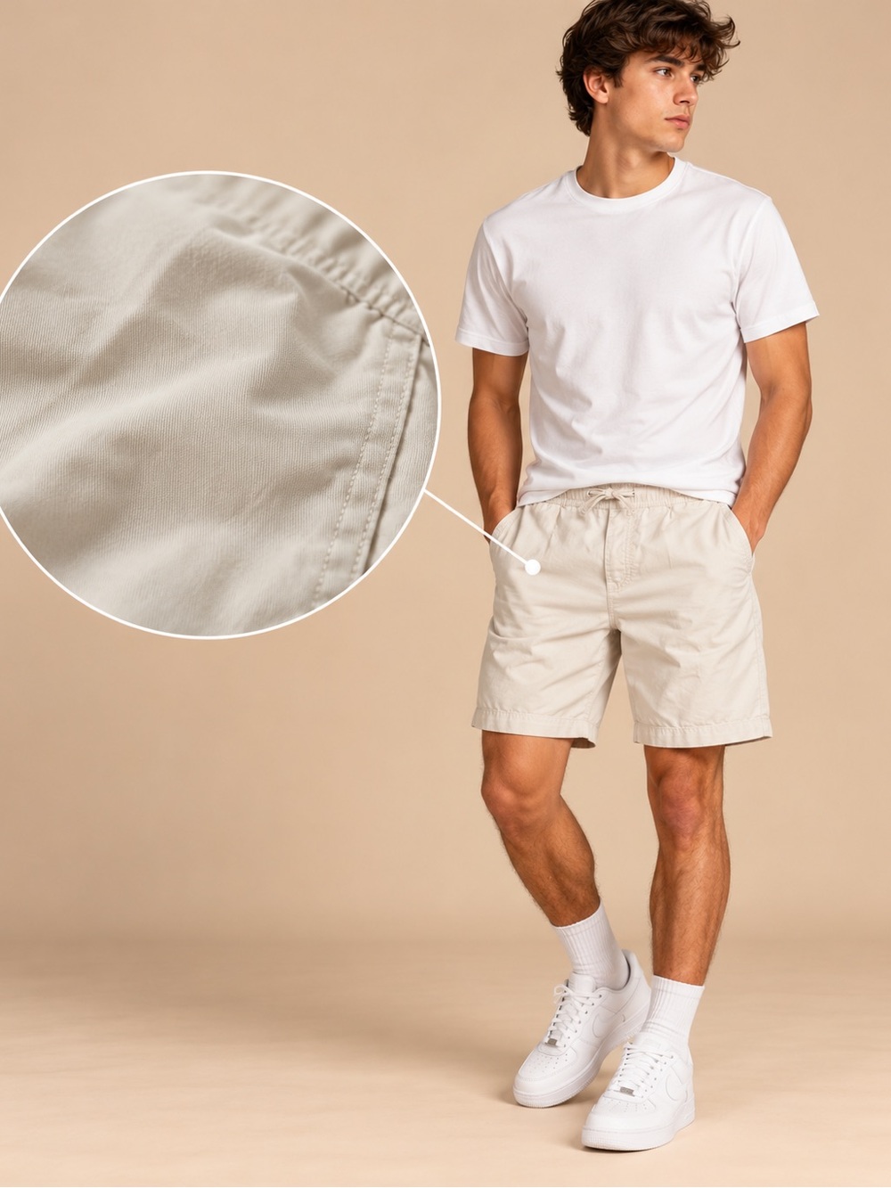 Magellan Outdoors Beige Elastic-Waist Hybrid Shorts